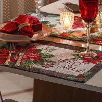 Jogo 4 Americanos Decorativos Natalino 33x48cm Flor De Natal - 1