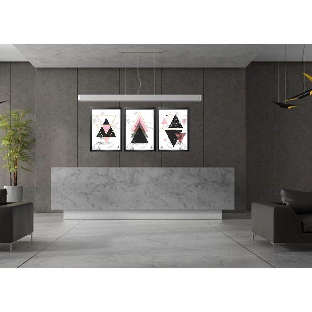 Quadro Decorativo Geométrico Triângulo Com Moldura Preto - 3