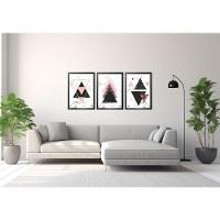 Quadro Decorativo Geométrico Triângulo Com Moldura Preto - 2