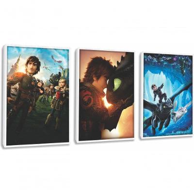 Quadro Decorativo Como Treinar Seu Dragão Com Moldura Branco