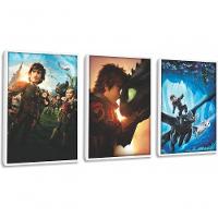 Quadro Decorativo Como Treinar Seu Dragão Com Moldura Branco - 1