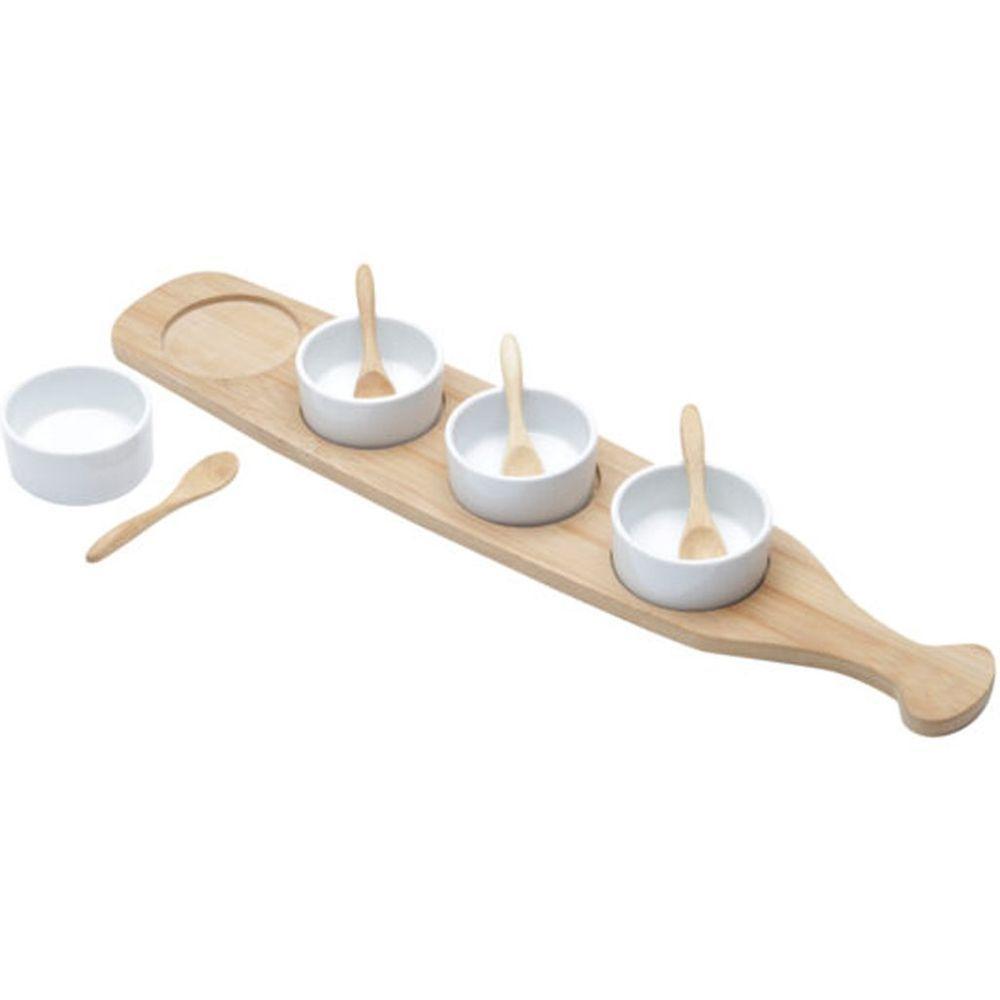 Conjunto Bandeja De Bambu Lyor Com 4 Molheiras E 4 Colheres De Bambu 48x9,5cm - 2