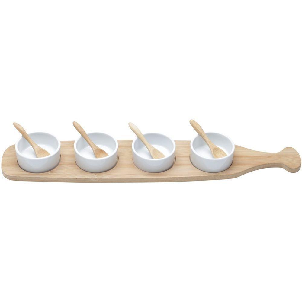 Conjunto Bandeja De Bambu Lyor Com 4 Molheiras E 4 Colheres De Bambu 48x9,5cm - 3