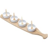 Conjunto Bandeja De Bambu Lyor Com 4 Molheiras E 4 Colheres De Bambu 48x9,5cm - 1