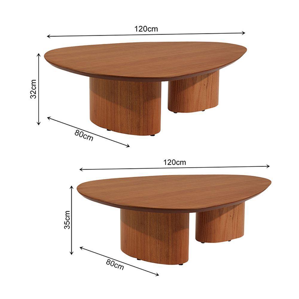 Conjunto Com 2 Mesas De Centro Redonda Sala De Estar 120cm Ecos Base Madeira Maciça Mel - 4