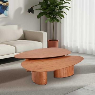 Conjunto Com 2 Mesas De Centro Redonda Sala De Estar 120cm Ecos Base Madeira Maciça Mel