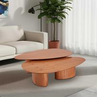 Conjunto Com 2 Mesas De Centro Redonda Sala De Estar 120cm Ecos Base Madeira Maciça Mel - 1