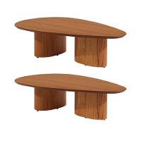 Conjunto Com 2 Mesas De Centro Redonda Sala De Estar 120cm Ecos Base Madeira Maciça Mel - 2