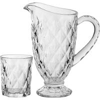 Full Diamond Jg Jarra/Copos 23X20X12Cm 1L/275Ml Cristal Eco Transp 7Pç - 1