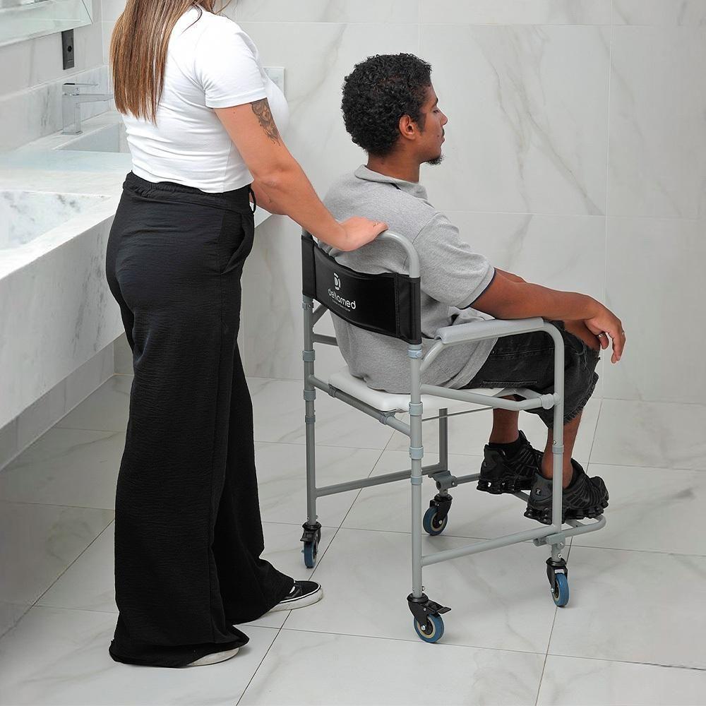 Cadeira De Banho Higiênica Dellamed Dobrável Até 100 Kg Preto E Cinza D30 - 5