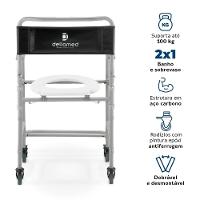 Cadeira De Banho Higiênica Dellamed Dobrável Até 100 Kg Preto E Cinza D30 - 3