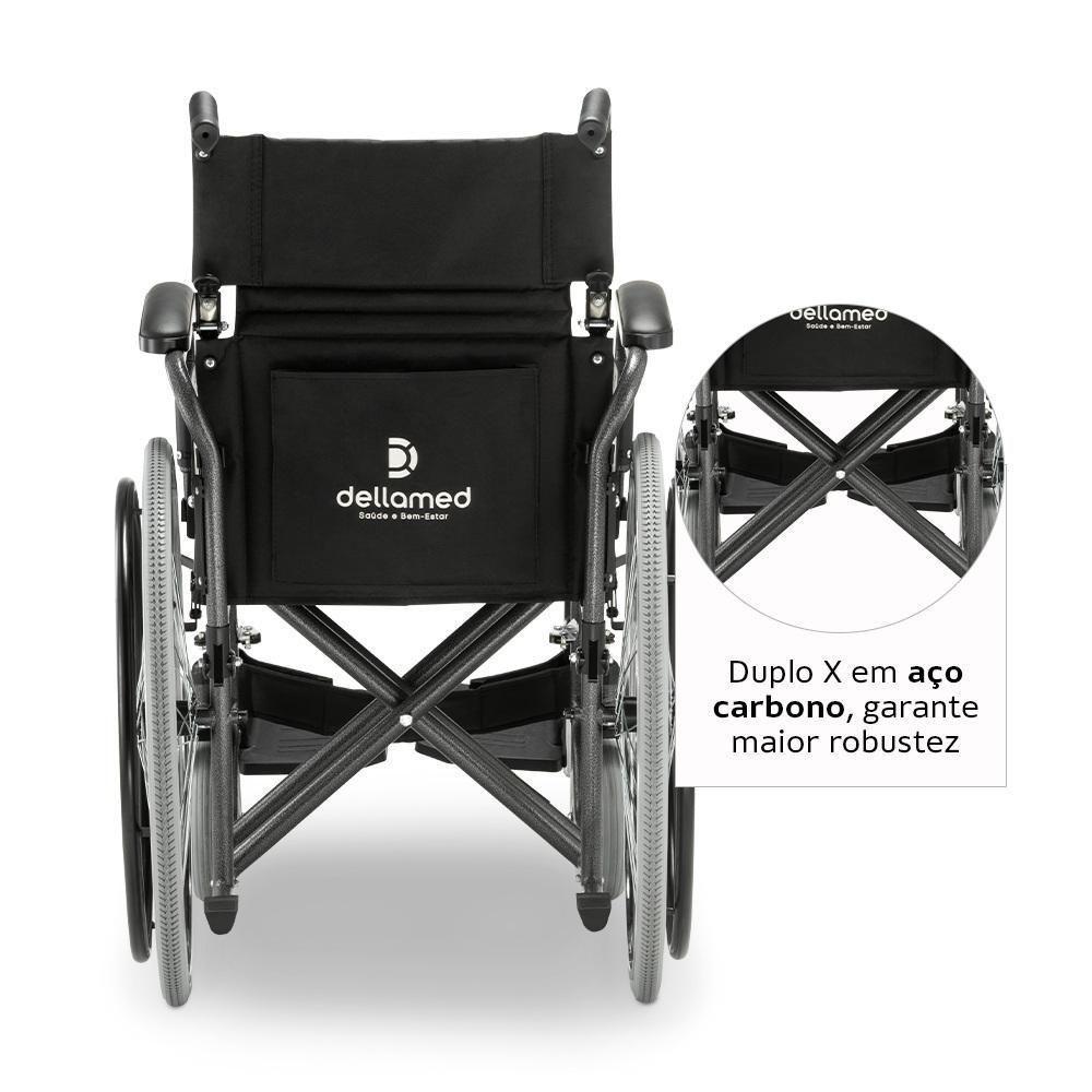 Cadeira De Rodas Dellamed Dobrável Em Aço Até 120 Kg Cinza E Preto D400-t48 - 4