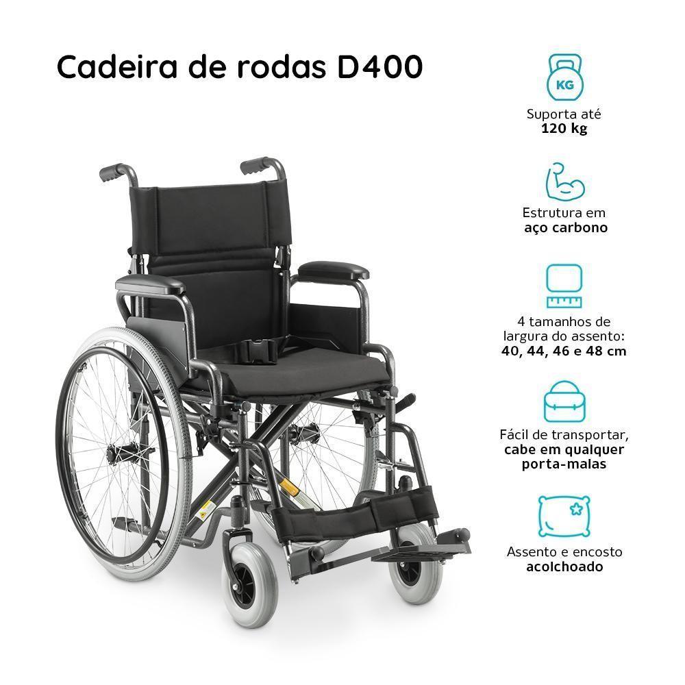 Cadeira De Rodas Dellamed Dobrável Em Aço Até 120 Kg Cinza E Preto D400-t40 - 8