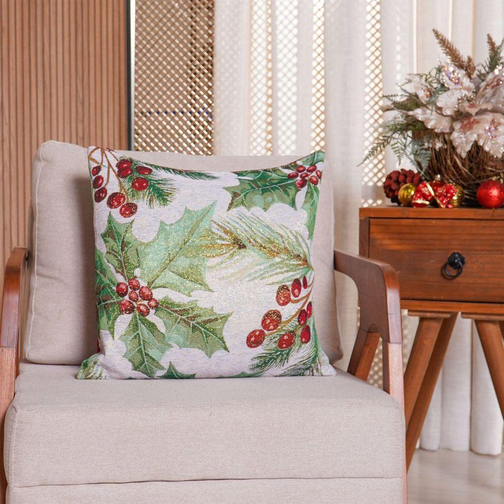 Kit 3 Capa De Almofada Decorativa Natalina 45x45cm Noel Fleur - 7
