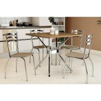 Sala De Jantar Completa Loire Tampo Madeirado 90x90cm E 4 Cadeiras Portugal Cromado-nogueira - Capuccino - Kappesberg - 1