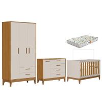 Quarto De Bebê Flip Areia Acetinado Savana Com Colchão Gazin - Reller - 1