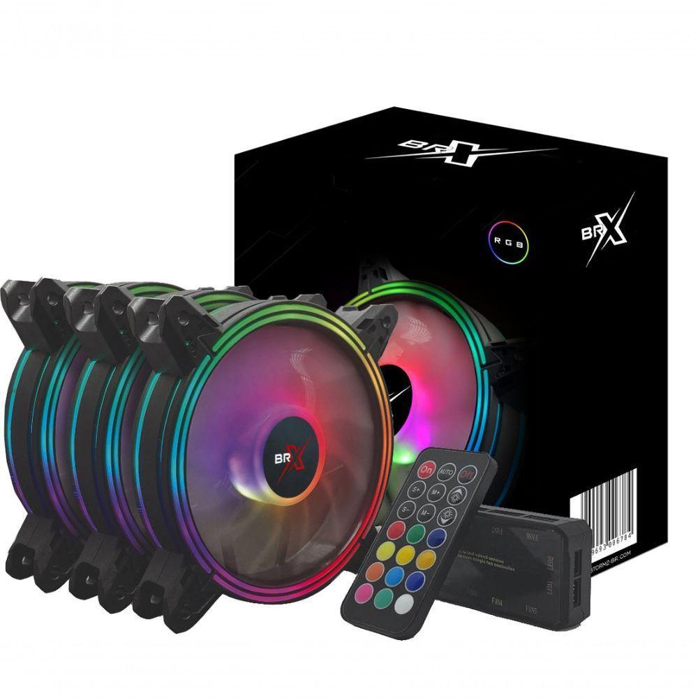 Kit Cooler Rgb Brx 3 Fans 120 X 25mm C/ Controle E Controladora - 2