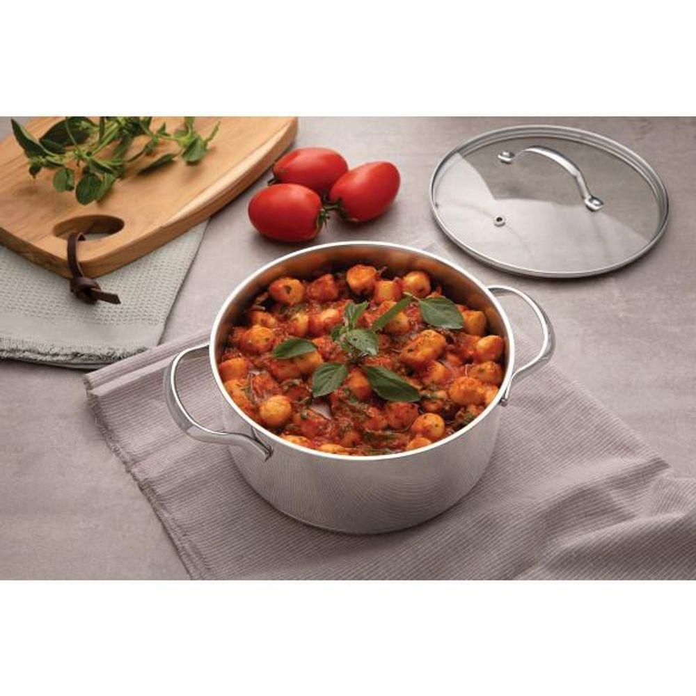 Caçarola Funda Tramontina Una Em Aço Inox Com Fundo Triplo E Tampa De Vidro 24 Cm 6,1 L - 2