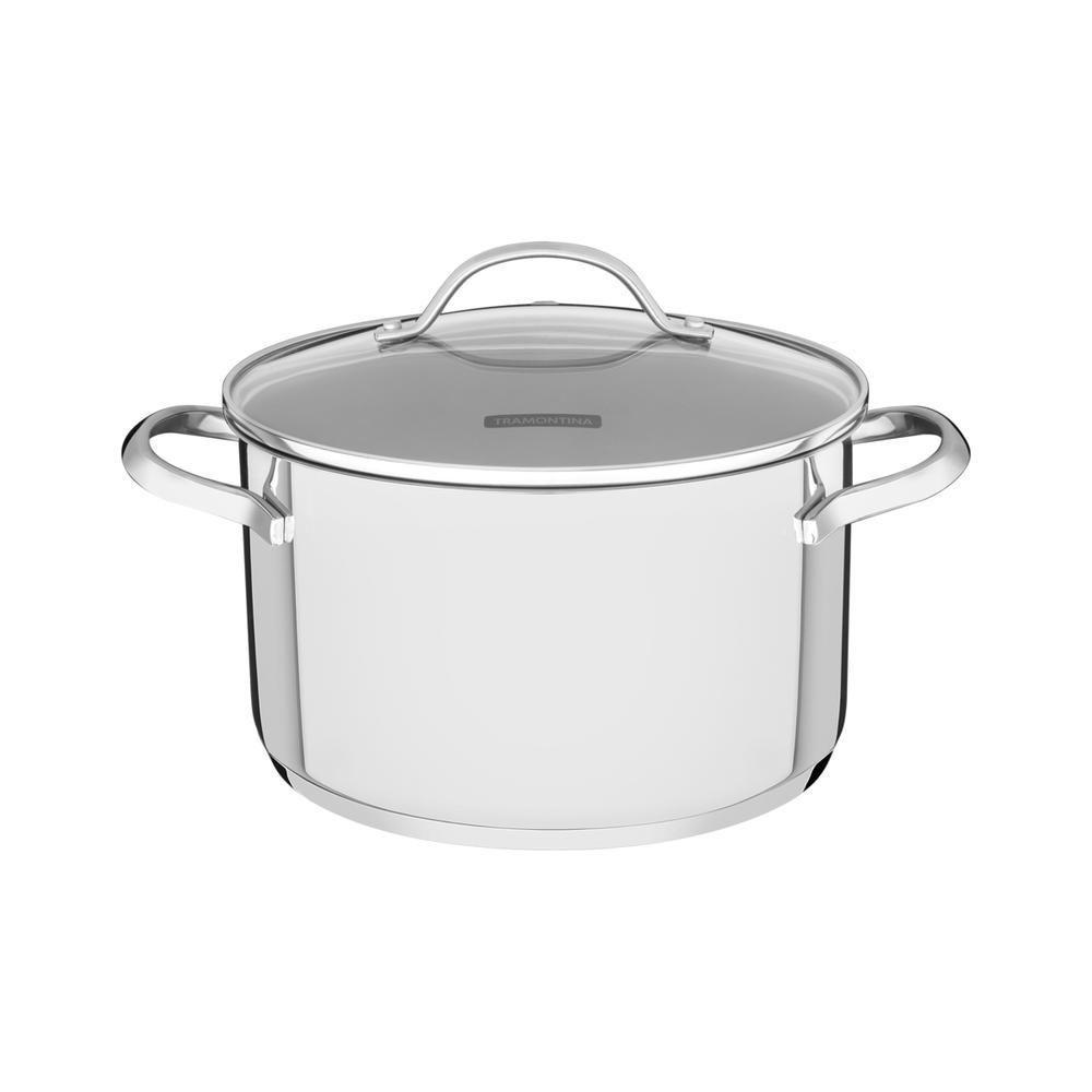 Caçarola Funda Tramontina Una Em Aço Inox Com Fundo Triplo E Tampa De Vidro 24 Cm 6,1 L - 5