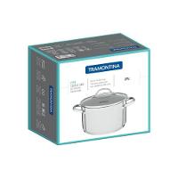 Caçarola Funda Tramontina Una Em Aço Inox Com Fundo Triplo E Tampa De Vidro 24 Cm 6,1 L - 3