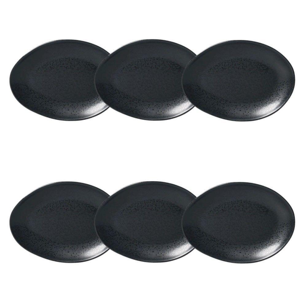 Conjunto De Pratos De Sobremesa Oval 06 Peças Orgânico Eclipse Porto Brasil - 1