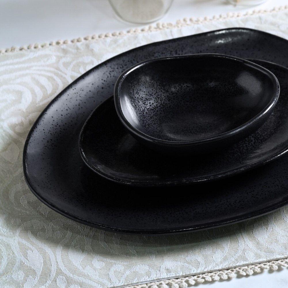 Conjunto De Pratos De Sobremesa Oval 06 Peças Orgânico Eclipse Porto Brasil - 3