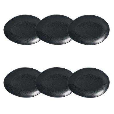 Conjunto de Pratos de Sobremesa Orgânico Eclipse Cerâmica Stoneware Preto Porto Brasil