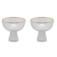 Conjunto 02 Taças De Sobremesa De Cristal Com Fio De Ouro 200 Ml Lines Wolff - 1