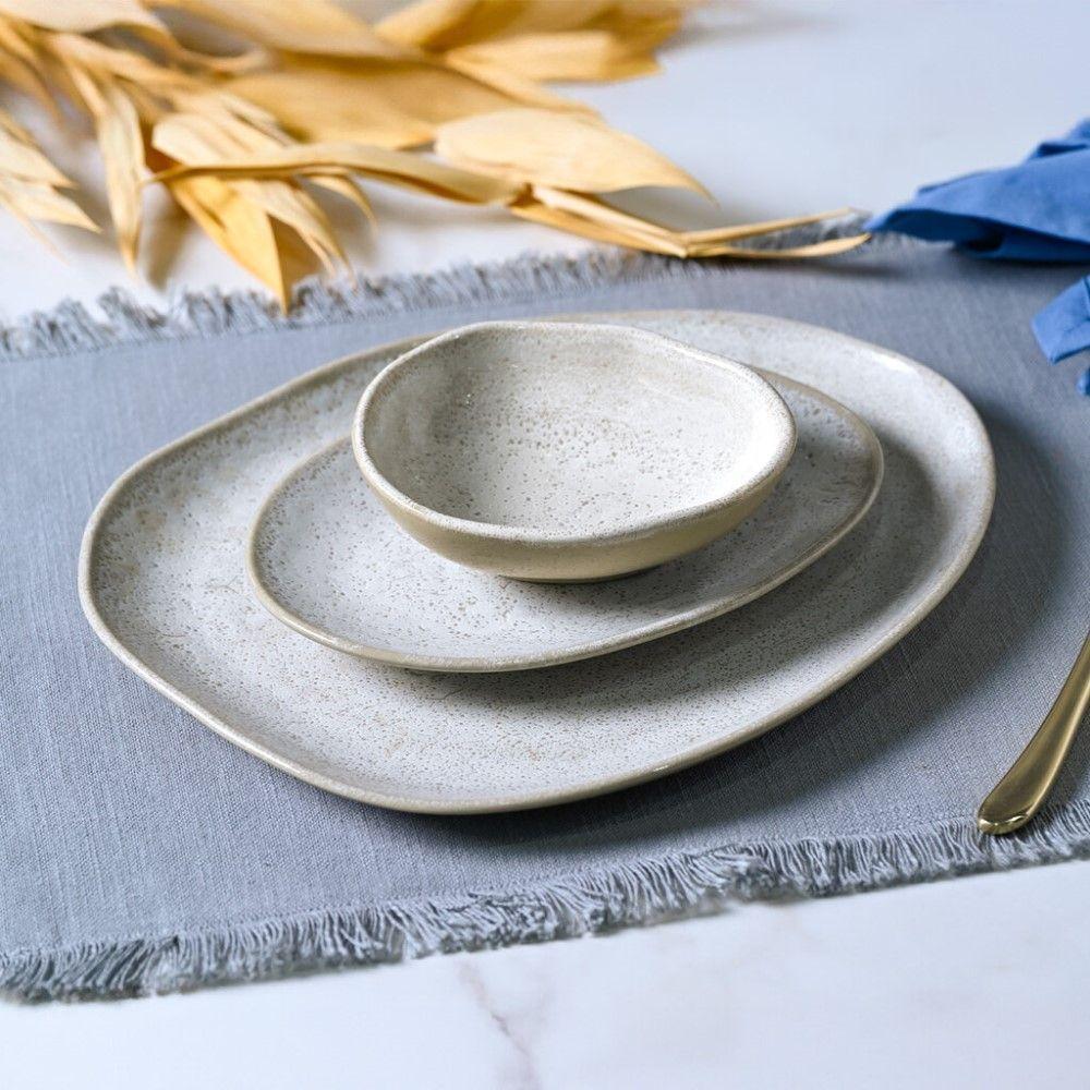 Conjunto De Pratos De Sobremesa Oval 06 Peças Orgânico Vanilla Porto Brasil - 4