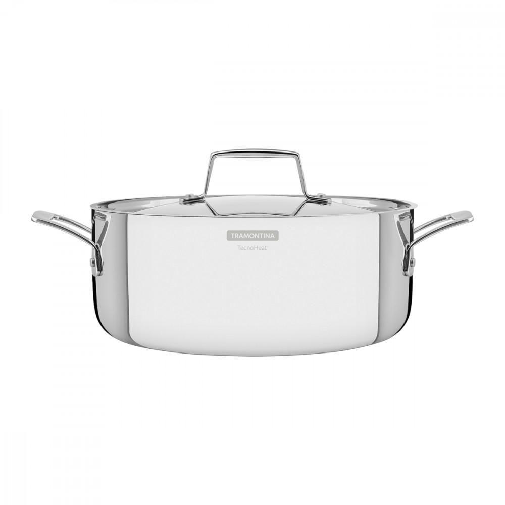 Caçarola Tramontina Grano Rasa Em Aço Inox Corpo Triplo Com Tampa E Alças 24 Cm 4,4 L - 1