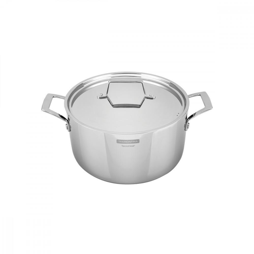 Caçarola Tramontina Grano Rasa Em Aço Inox Corpo Triplo Com Tampa E Alças 24 Cm 4,4 L - 2