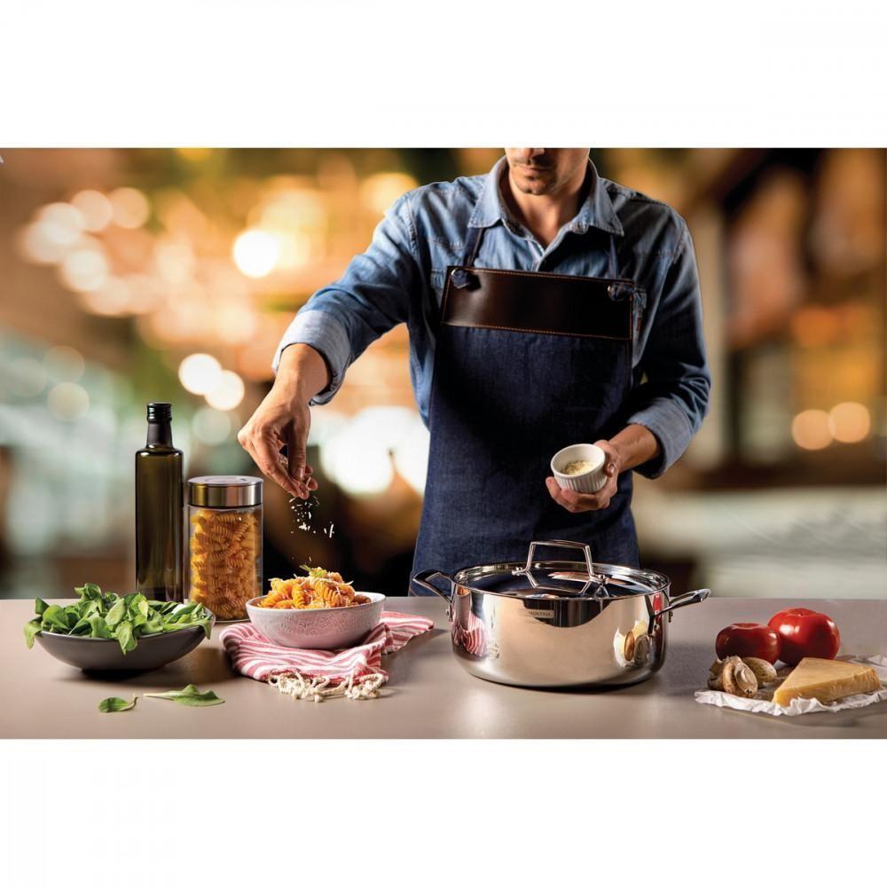 Caçarola Tramontina Grano Rasa Em Aço Inox Corpo Triplo Com Tampa E Alças 24 Cm 4,4 L - 6