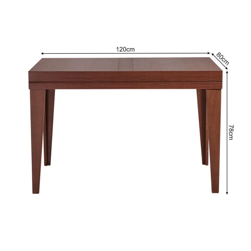 Mesa De Jantar 1,20m Extensível 1,80m Gênova Em Madeira Maciça - Imbuia - 4