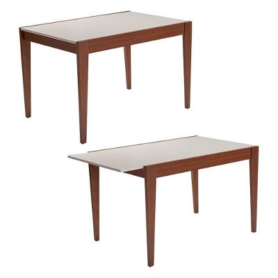 Mesa Extensível Sala De Jantar Retangular Mdf - Imbuia-offwhite Sem Vidro 120x80