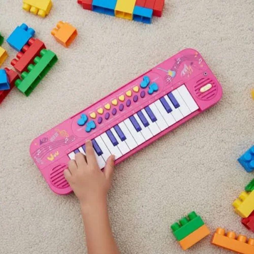 Teclado Toca Musica Com Microfone Menina Rosa - 4