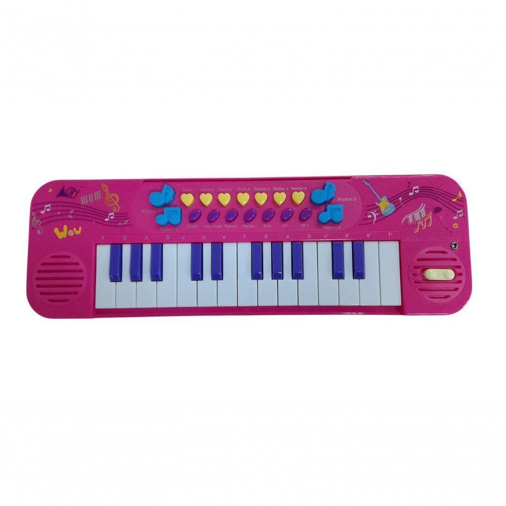 Teclado Toca Musica Com Microfone Menina Rosa - 8