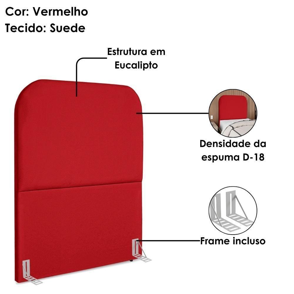 Cabeceira Solteiro 90 Cm Com Frame Alana Suede Vermelho Artte Vermelho - 4
