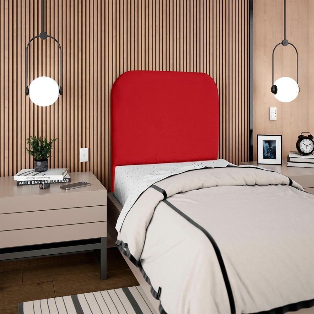 Cabeceira Solteiro 90 Cm Com Frame Alana Suede Vermelho Artte Vermelho - 8