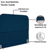Cabeceira Casal 140 Cm Com Frame Alana Suede Azul Marinho Artte Azul Marinho