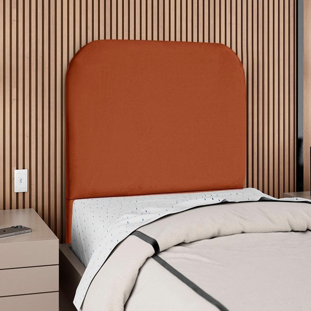 Cabeceira Solteiro 90 Cm Com Frame Alana Suede Terracota Artte Terracota - 2