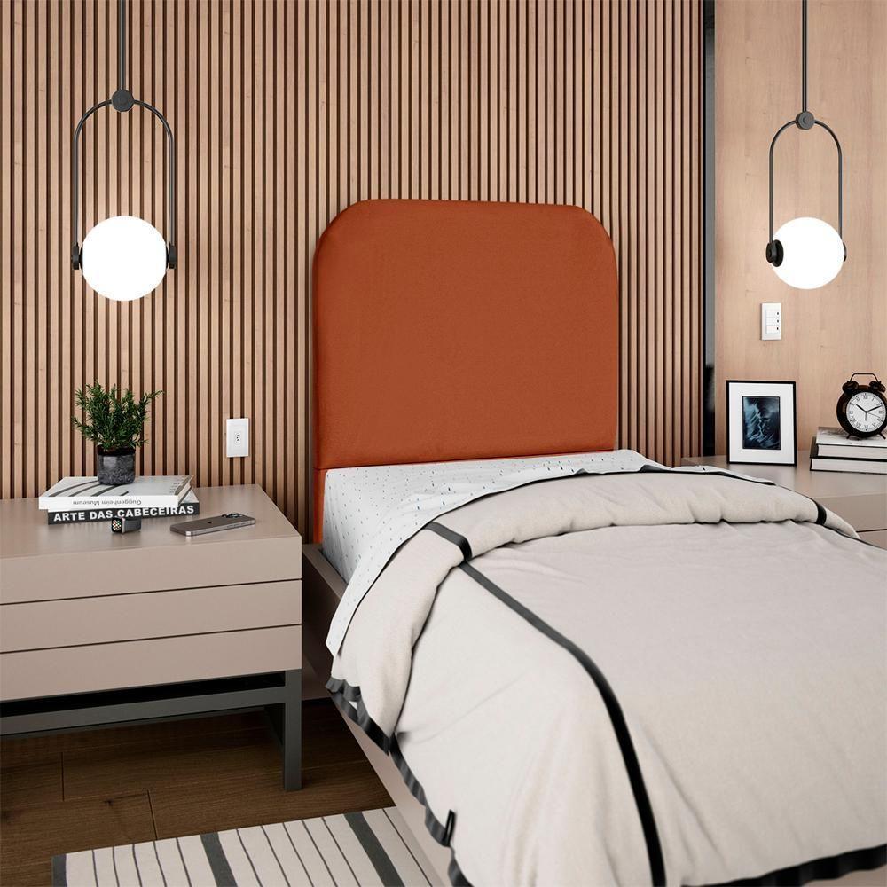 Cabeceira Solteiro 90 Cm Com Frame Alana Suede Terracota Artte Terracota - 8