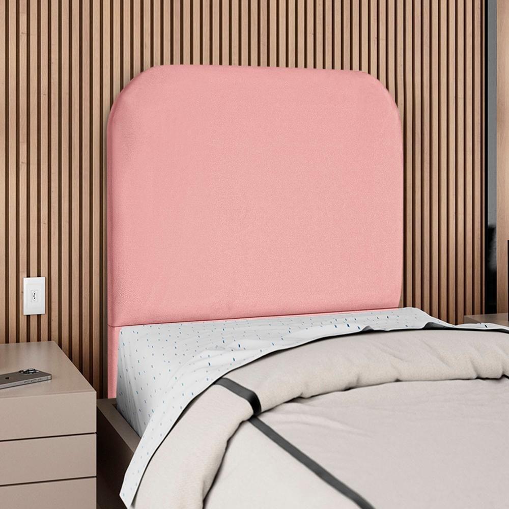 Cabeceira Solteiro 90 Cm Com Frame Alana Suede Rosa Artte Rosa - 2