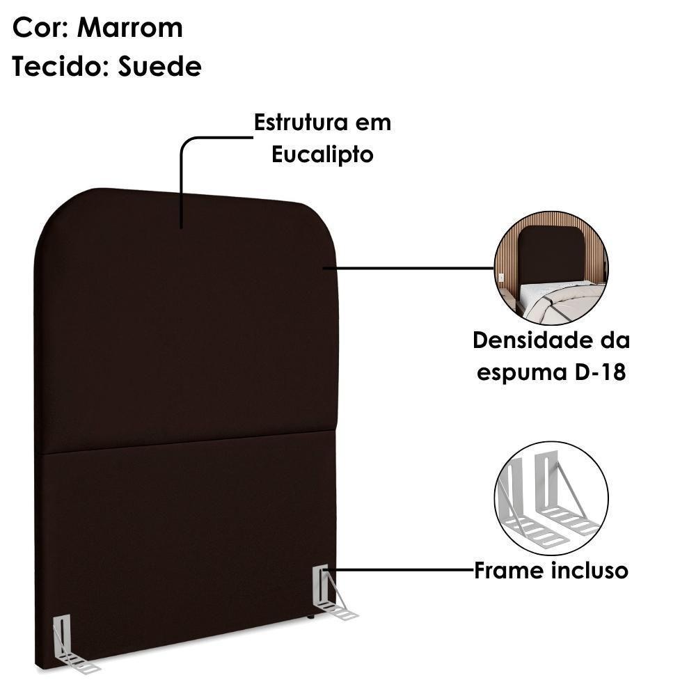 Cabeceira Solteiro 90 Cm Com Frame Alana Suede Marrom Artte Marrom - 4