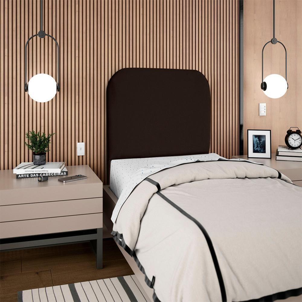 Cabeceira Solteiro 90 Cm Com Frame Alana Suede Marrom Artte Marrom - 8