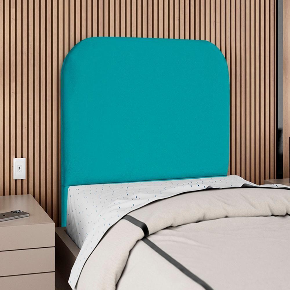 Cabeceira Solteiro 90 Cm Com Frame Alana Suede Azul Turquesa Artte Azul Turquesa - 2