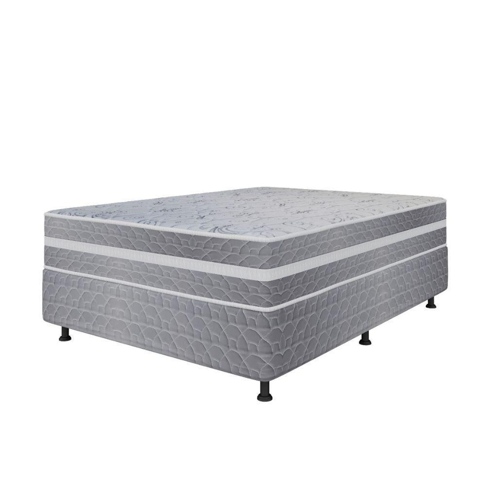 Cama Box Casal (138x188) D28 Cinza-branco Prime Topázio Colchões Cinza - 2