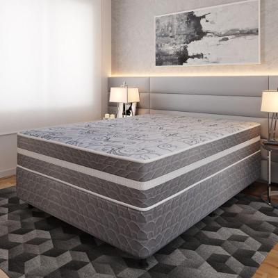 Cama Box Casal (138x188) D28 Cinza-branco Prime Topázio Colchões Cinza