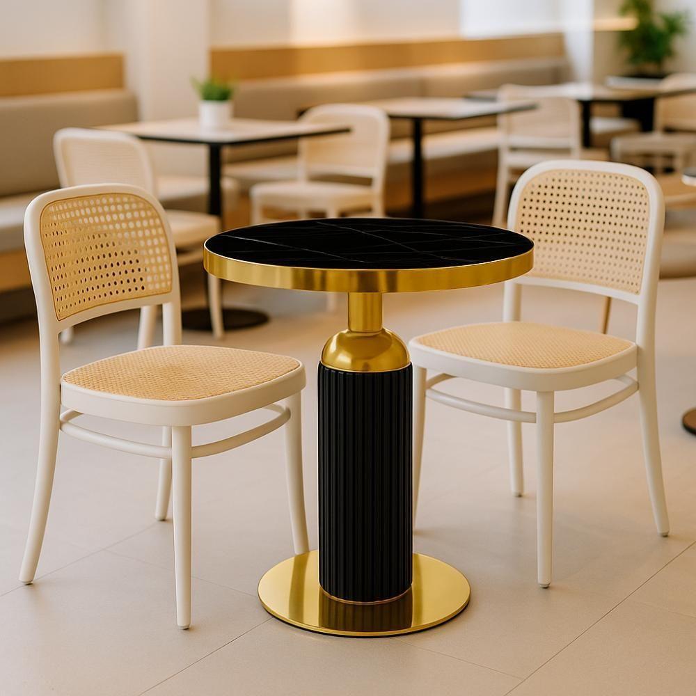 Conjunto Mesa De Jantar Redonda Imperial 70cm Preta Com 2 Cadeiras Roma - Branco - 2