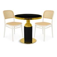 Conjunto Mesa De Jantar Redonda Imperial 70cm Preta Com 2 Cadeiras Roma - Branco - 1