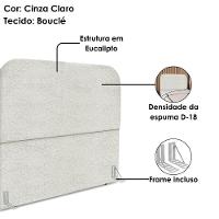 Cabeceira Casal 140 Cm Com Frame Alana Boucle Cinza Claro Artte Cinza Claro - 7